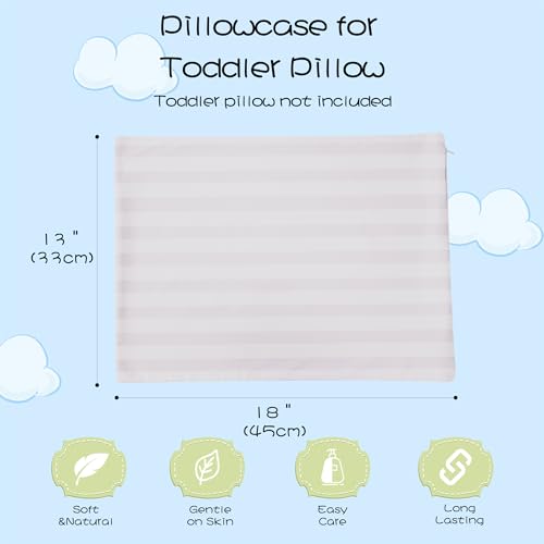 Image of 100% Cotton Toddler Pillow Protectors with Invisible Zipper, 600 Thread Count Sateen Wave Soft Breathable Hypoallergenic Nursery Pillowcases for Kids, 13x18 Inches, Set of 2