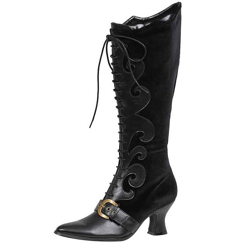 Roimaash Vintage Victorian Knee Boots Cone Heels