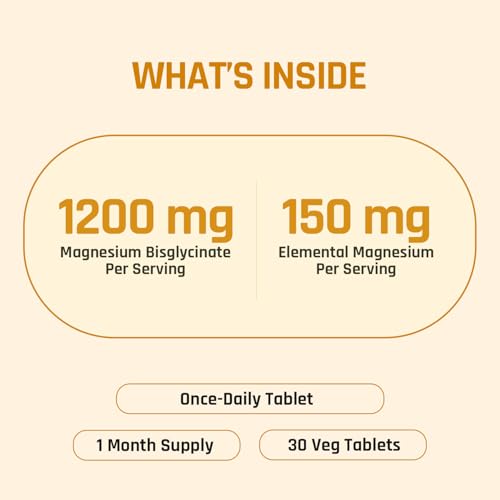 Image of Naturaltein Magnesium Glycinate 1200mg (150mg Elemental) | Chelated High Absorption Magnesium | Supports Sleep Quality & Normal Muscle Function | Glyphosate Tested | 30 Tablets
