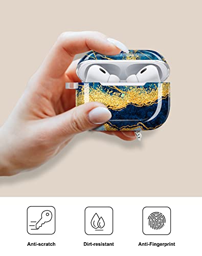 JIAXIUFEN for Airpods Pro 2nd Generation Case Cover Gold Glitter Marble Design Protective TPU Skin for Women Girl with Keychain Compatible with AirPods Pro 2019/Pro 2 Gen Case 2022 - Image 4