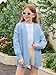 Haloumoning Girls Oversized Cardigan Sweaters Kids Fashion Open Front Long Sleeve Knit Sweater 5-14 Years Blue