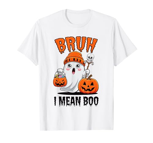 Halloween bruh ghost boo skull pumpkin boys kids men T-Shirt