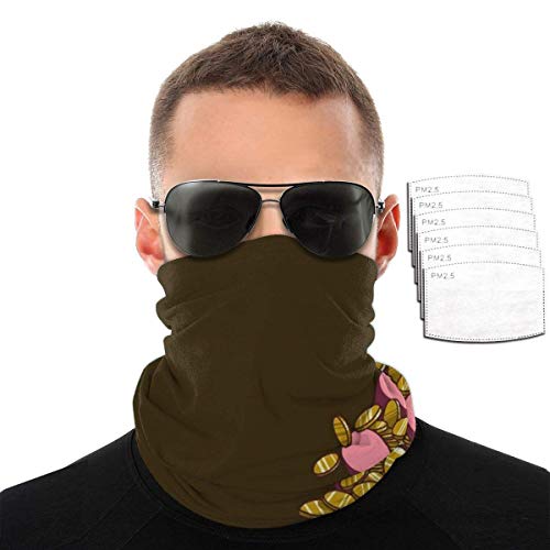 Preisvergleich Produktbild Multifunktionaler Schal Schwein Sparschwein Liebe Goldmünzen Vielfalt Gesicht Handtuch Gesichtsschal Schal Sturmhauben Unisex Multifunktionale Kopfbedeckung für den Outdoor-Sport (1 Schal mit Filtern)