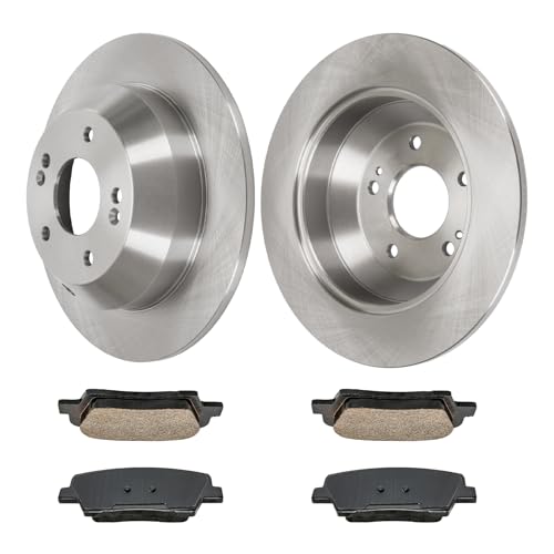 Image of KAX Rear Brake Kit, OE Brake Rotors and Ceramic Brake Pads | Fits Kia Sorento 2016-2019, Hyundai Santa Fe Sport /Hyundai Santa Fe 2017-2018, Hyundai Santa Fe XL 2019, Automotive Replacement Brake Kit
