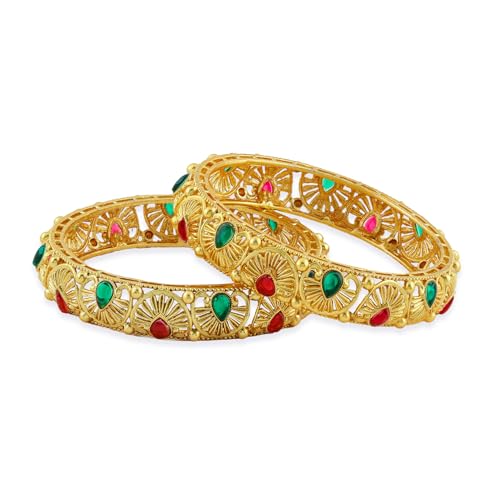 Image of Rubans Gold Plated Set of 2 Bangles Handcrafted Traditional Stylish Trendy Jewellery Gift for Women & Girls