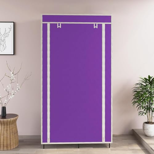 Image of Collapsible Wardrobe Closet for Clothes Almira, 8 Shelves, 1 Side Pocket (Non-Woven Fabric, 76x38x145cm) (7700-2)