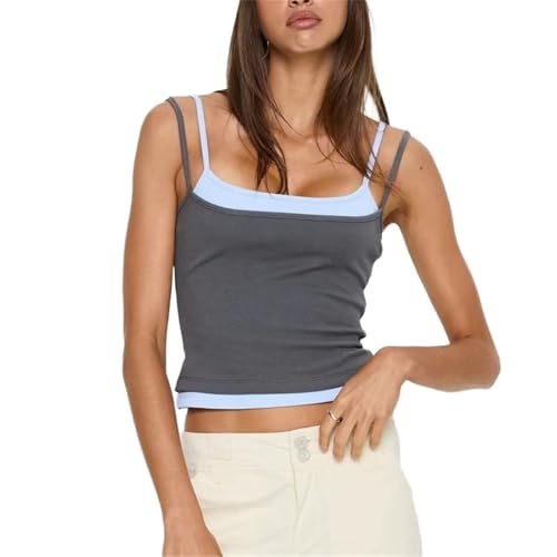 Camisola de doble capa de algodón premium con tirantes finos regulables