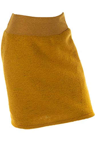 Woll-Rock Damen Kurz Stretch-Bund Winter Senfgelb Bleistiftrock Knielang 40 42 Cover