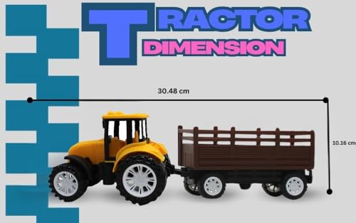 Image of Neokiddo Toys Friction Powered Trolley Farm Tractor Toy for Kids & Toddlers /Boys & Girls - Durable Push & Go Farm Vehicle for Ages 3+, Medium Size Farming Toy for Pretend Play & Outdoor Fun (Yellow)