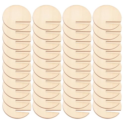 Nbbwwu Marqueurs de boissons en bois, étiquettes de boissons | Étiquettes de boissons en bois pour verres,Ensemble de 40 étiquettes rondes en verre à boisson, marqueur doré vierge, étiquettes