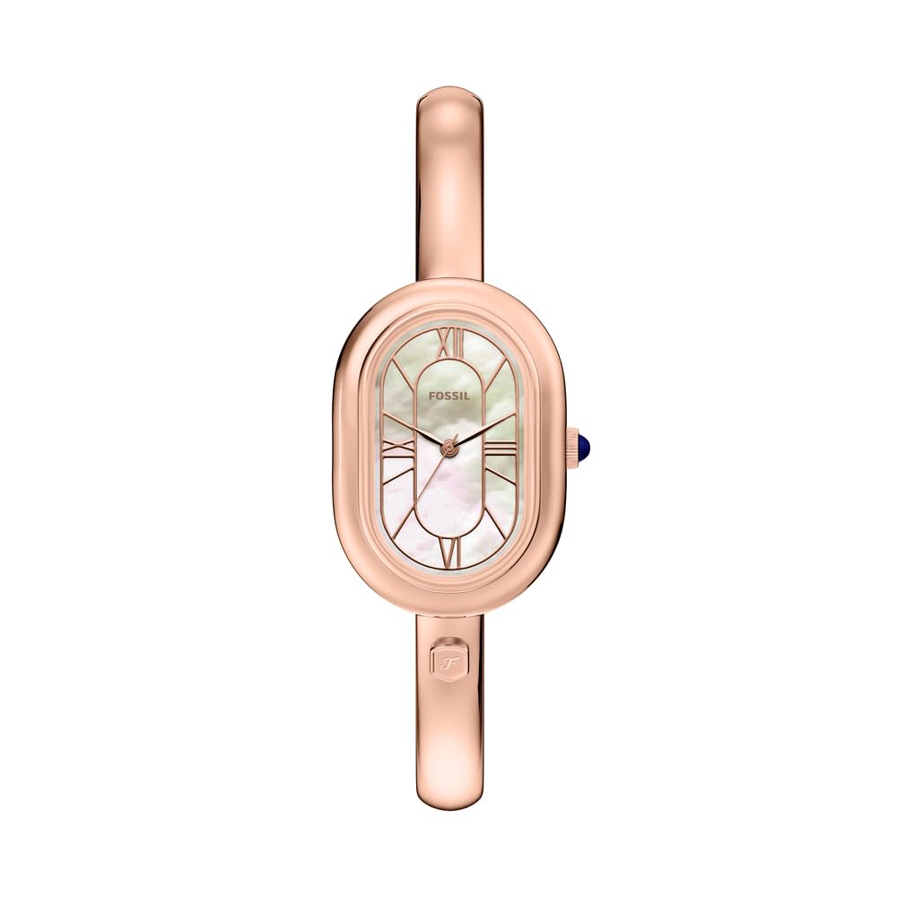 Fossil Sloan Watch for Women, Quartz Three Hand Movement with Stainless Steel Strap,White and Rose Gold Tone