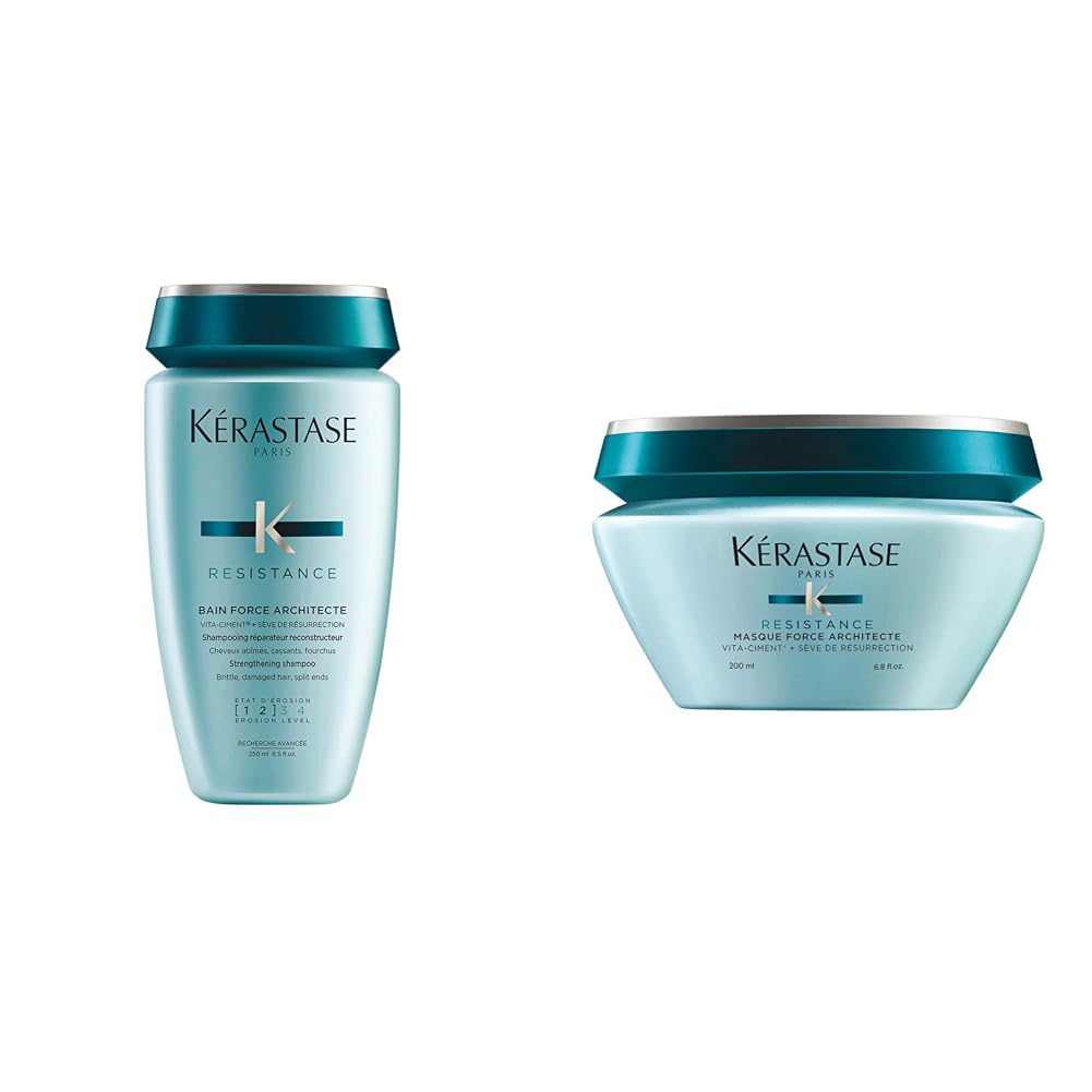 Kérastase, Résistance Force Architecte, Shampoo Riparatore, Per Capelli Danneggiati, 250 ml + Maschera Ristrutturante, 200 ml