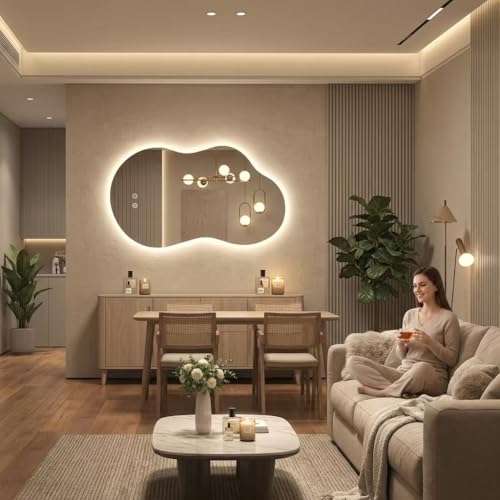Image of Irregular Bathroom Wall Mirror 24x40 Inch Asymmetrical Mirror