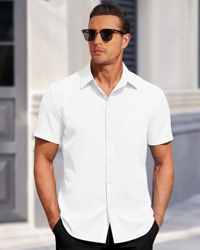 J.VER Mens Short Sleeve Shirts 4-Way Stretch Dress Shirt Business Casual Button Down Shirts - Image 3