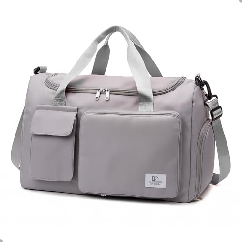 Bolsa Mala De Mão Unissex Viagem Academia Avião Porta Tenis Com Alça Transversal Removível E Regulável Compartimento Separado Para Tênis Material Resistente E À Prova D'Água (Cinza)