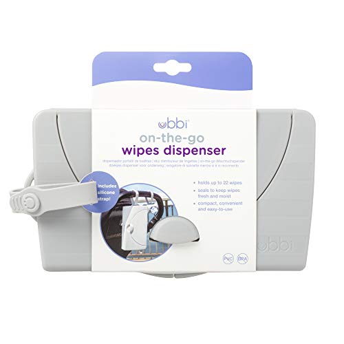 Ubbi On-The-Go Baby Wipes Dispenser, Portable Wipes Container For Travel, Diaper Bag Accessory Must Have For Newborns, Reusable Wipes Holder, Gray #TOP4