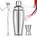 Cocktail Shaker Set 750ml Cocktailshaker Martini Shaker mit eingebautem Sieb - Professionelles Edelstahl Barkeeper Set inkl Messbecher, Bar-L&ouml;ffel - F&uuml;r Martini, Margarita & Mixgetr&auml;nke, Silber