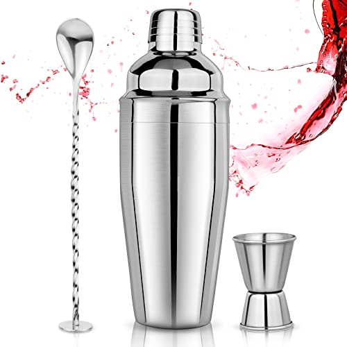 Cocktail Shaker Set 750ml Cocktailshaker Martini Shaker mit eingebautem Sieb - Professionelles Edelstahl Barkeeper Set inkl...