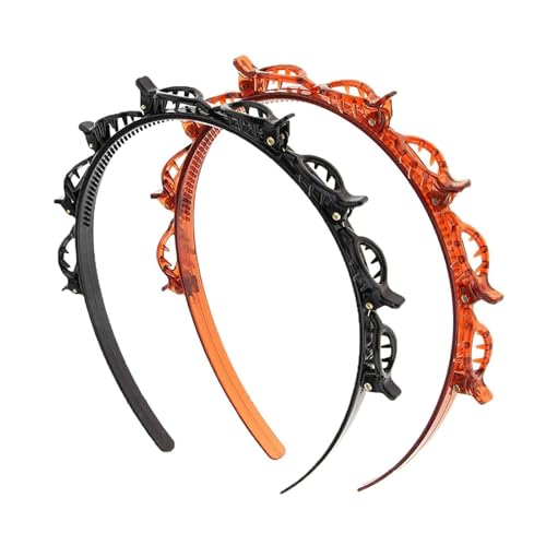 Aikeis Juego de 2 pinzas trenzadas para el pelo, diadema, diadema, herramienta para trenzar, para mujeres y niñas, accesorio para el pelo trenzado, clip para flequillo (negro y marrón)