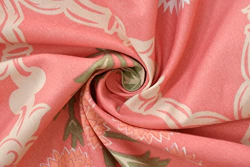 Image of DECOMIZER Soft Glace Cotton Super King Size AC Comforter II Blanket II Duvet for Double Bed with 108 x 108 Inch Bedsheet and 2 Pillow Cover - 4 Piece Comforter Set - Pink Jaipuri