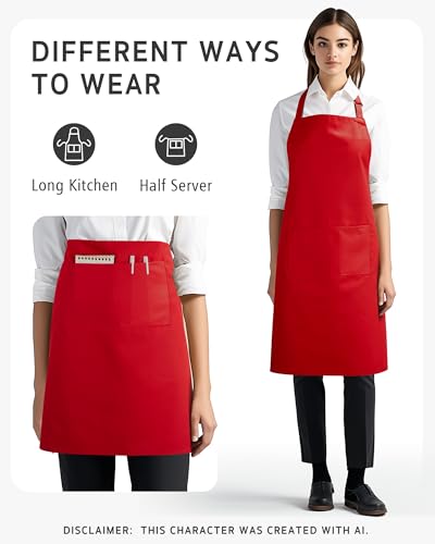Image of Syntus Chef Apron for Men Women Kitchen Cooking Apron with Pockets, Adjustable Bib Aprons Stain Resistant