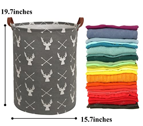 Hiyagon Large Storage Baskets,Waterproof Laundry Hamper,Collapsible Canvas Laundry Basket For Kids Room,Toy Organizer,Home Decor,Baby Hamper(Grey Deer) #TOP1