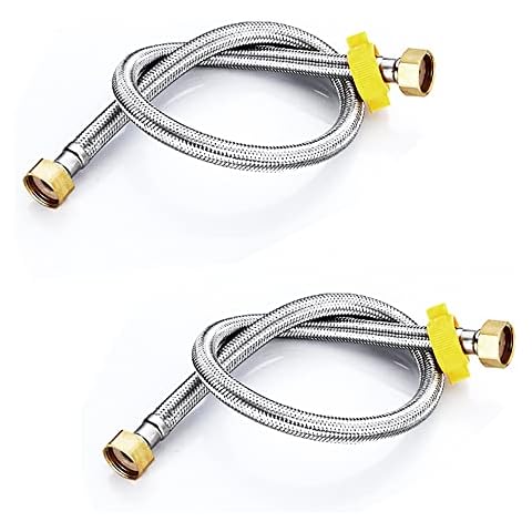 2 PCS Stainless Steel Braided 1/2" Flexible Pipe Hose Stainless Steel Replacement Shower Hose Anti-Kink Universal Shower Hose for Toilet Taps(Long 11.8 Inch) Cover