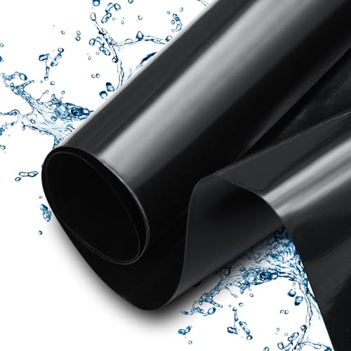 wowspeed Premium PVC Teichfolie 2M X 6M, Schwarz HDPE Teichfolien Schwerlast, Dichtungsfolie Teichmembran Schwimmteich Folie Gartenteich Teichplane für Fischteiche, Brunnen, Wassergarten, Wasserfall
