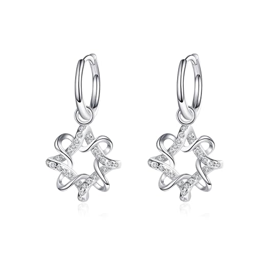 Moissanite boucles d'oreilles manchettes polygone argent plaqué platine