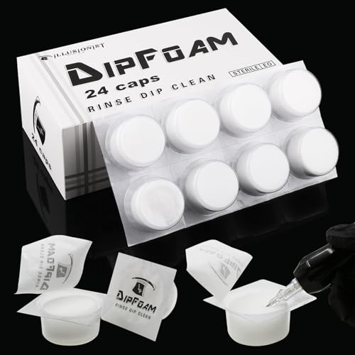 Dip Foam Dip Caps - Ruicoo 24Pcs Tattoo Dip Foam Caps Disposable Tattoo Cartridges Tip Rinse Caps CupsTattoo Cleaning Supplies for Tattoo Needle