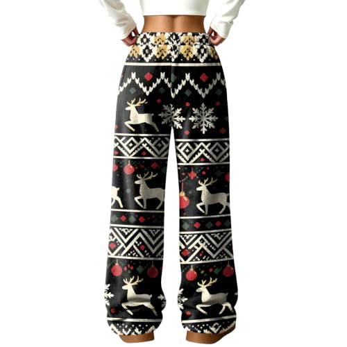 Womens Wide Leg Pants Comfort Christmas Graphic Flannel Sleep Pants - image 7