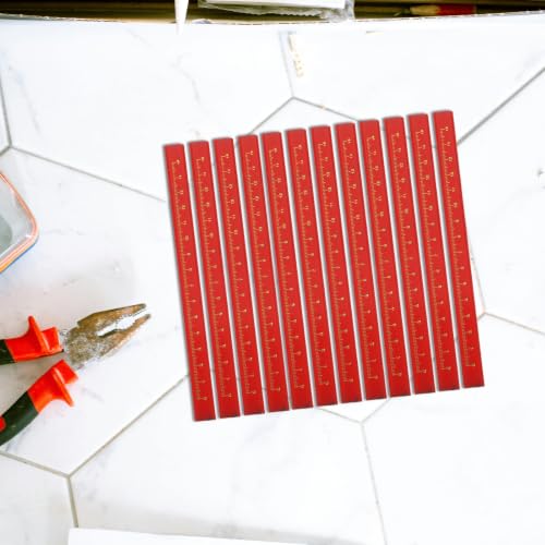 BUGUUYO Octagonal Carpenter Pencils Wood Marking Pencils with Hb Black Lead and Integrated Scale 48pcs Bright Red Body Prevents Roll on Rough Surfaces for Construction and Carpentry - Image 7