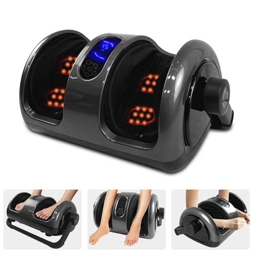 Masajeador Shiatsu para pies con calor y control remoto, soporte giratorio de 360° para pies, pantorrillas y brazos, máquina de amasamiento y rodado profundo con intensidad ajustable y temporizador, para relajación en casa y oficina miniatura 1