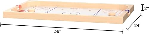 Miniatura 8 de GoSports Hockey Ice Pucky - Juego de hockey de madera para niños y adultos, incluye 1 tablero de juego, 2 palos de hockey y 3 discos