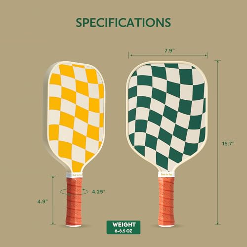 Image of Pickleball Paddles Set of 4 - USAPA Approved Graphite /Fiberglass Pickleball Racket, 4 Pickleball Rackets, 4 Balls and 1 Portable Carry Bag, Pickle Ball Set for Men Women, Wave Check