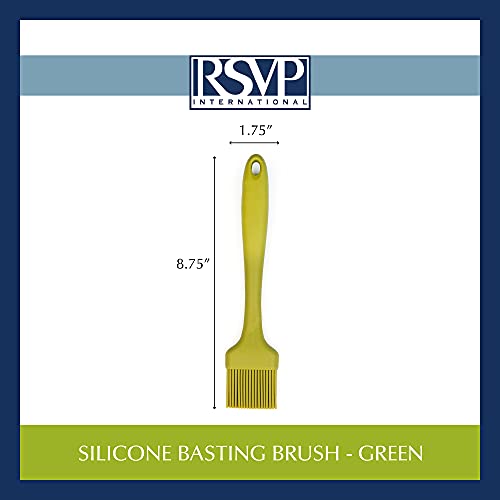 Rsvp International Silicone Basting Brush, Green, 8.75" | Gently Spreads Butter, Sauces, Marinades, & More | Dishwasher Safe & Heat Resistant | Bbq Grill, Baking, Preparing Meats #TOP5