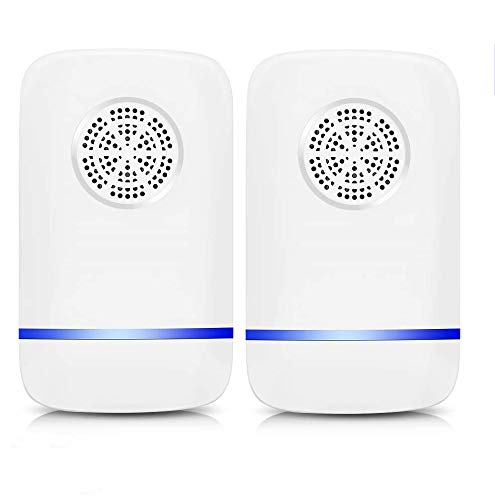 Repelente Ultrasónico de Plagas, 100% Seguro Antimosquitos Electrónico Control de Mosquitos Hormigas, Cucarachas, Moscas, Arañas, Chinches, Ahuyentador de Ratas y Ratones para Interiores (2 Piezas)
