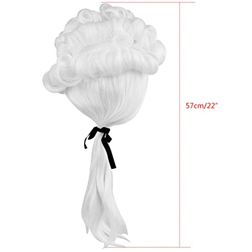 baotongle White Gentleman Lawyer George Washington Wig Costume Accessory - Thumbnail 4