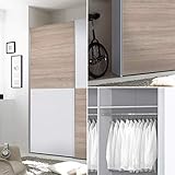 PULS Eleganter Kleiderschrank mit viel Stauraum - Vielseitiger Schwebetürenschrank in Weiß, Schachbrett Eiche Sonoma - 170 x 195 x 58 cm (B/H/T)