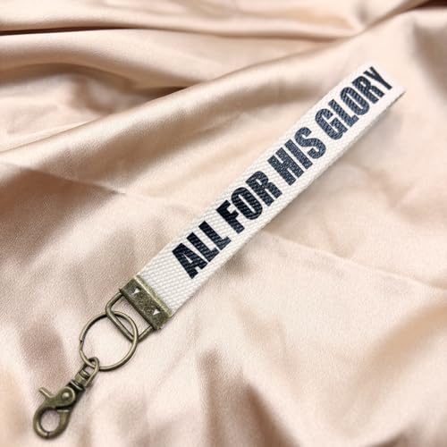 Image of Make Heaven Crowded Christian Keychain Cotton Wristlet Keychain Bronze Key Fob Soft Car Keychain Wristlet
