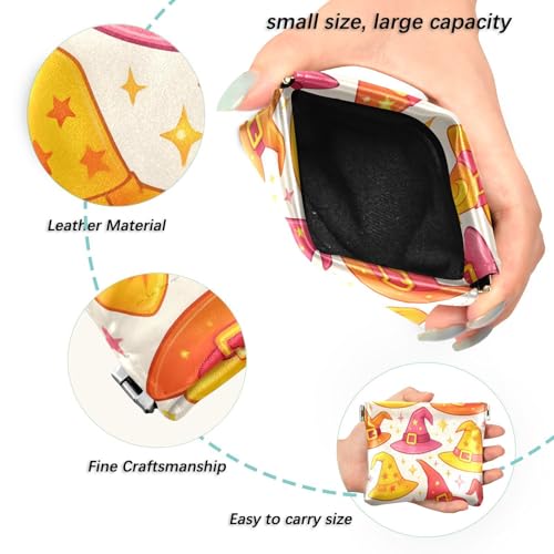 Graffiti Colorful Magic Hat Squeeze Coin Purse, Leather Coin Purse, Mini Wallet, Compact and Portable, Unisex2