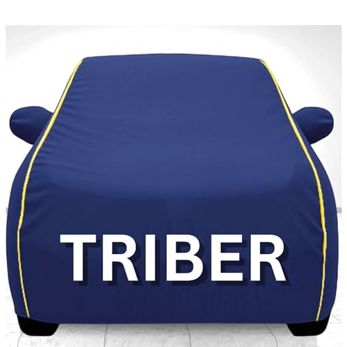 Image of 100% Waterproof Car Cover for Triber UV Protection, Dustproof, Windproof | Custom Fit with Mirror Pockets, Belt & Buckle | All Weather Outdoor Body Cover(Blue)