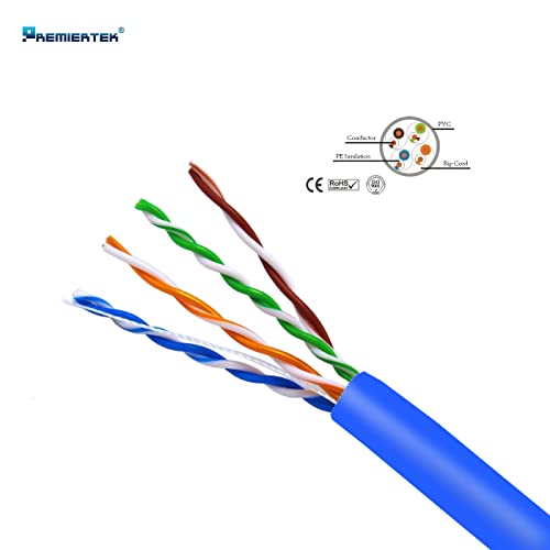 Cable de red Premiertek Cat5e UTP 1000 ft Azul miniatura 2