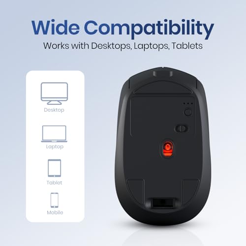 Image of Portronics Toad 23 Pro Wireless Rechargeable Bluetooth Optical Mouse with 2.4GHz, USB Nano Dongle, Optical Orientation, Click Wheel, Adjustable DPI Upto 3200, Type C Rechargeable(Black)