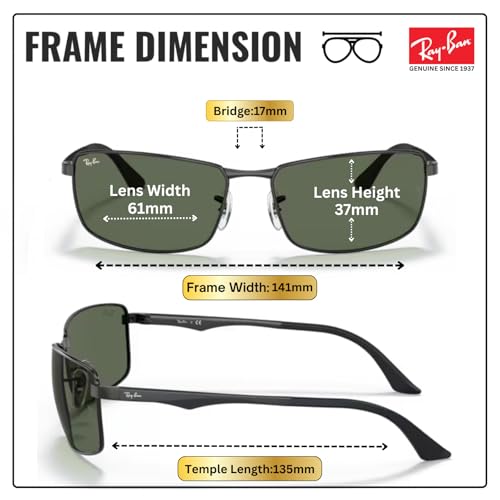 Image of Ray-Ban RB3498 Rectangle Sunglasses with Official Eyewear Kit