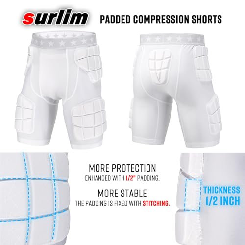 5-Pad Football Compression Girdle/Shorts, Football Padded Shorts, Football Girdle Hip and Thigh Protector3