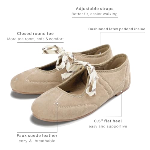 Women's Ballet Flats for Women with Bow, Comfortable Round Toe with Cross Straps, Slip On Mary Jane Ballerina Flats Shoes3