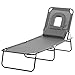 Outsunny Bain de Soleil Pliable transat inclinable 4 Positions Chaise Longue de Lecture 3 Coussins fournis Gris