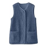 Generisch Weste Damen Fleece Teddywesten Herbst Winter Fellweste Teenager Mädchen Winterjacke Pelzjacke Casual Herbstmantel Winterweste Warme Ärmellos Strickjacke Teddyweste Mäntel, Blau, XXL