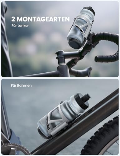 Lamicall Flaschenhalter Fahrrad, Getränkehalter Motorrad - [Tracker-Aufbewahrung] [Für 58-80mm Flaschen] Fahrradflaschenhalterung für Rahmen & Lenker, Trinkflaschenhalter für Fahrrad, MTB, Rennrad